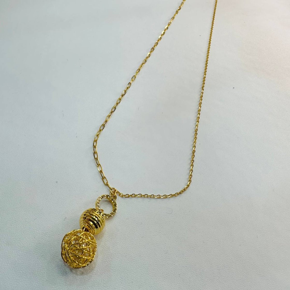 22k / 916 Gold Mesh and Disco Ball Necklace - Best Gold Shop 22k gold 22k gold necklace 916 gold Necklaces