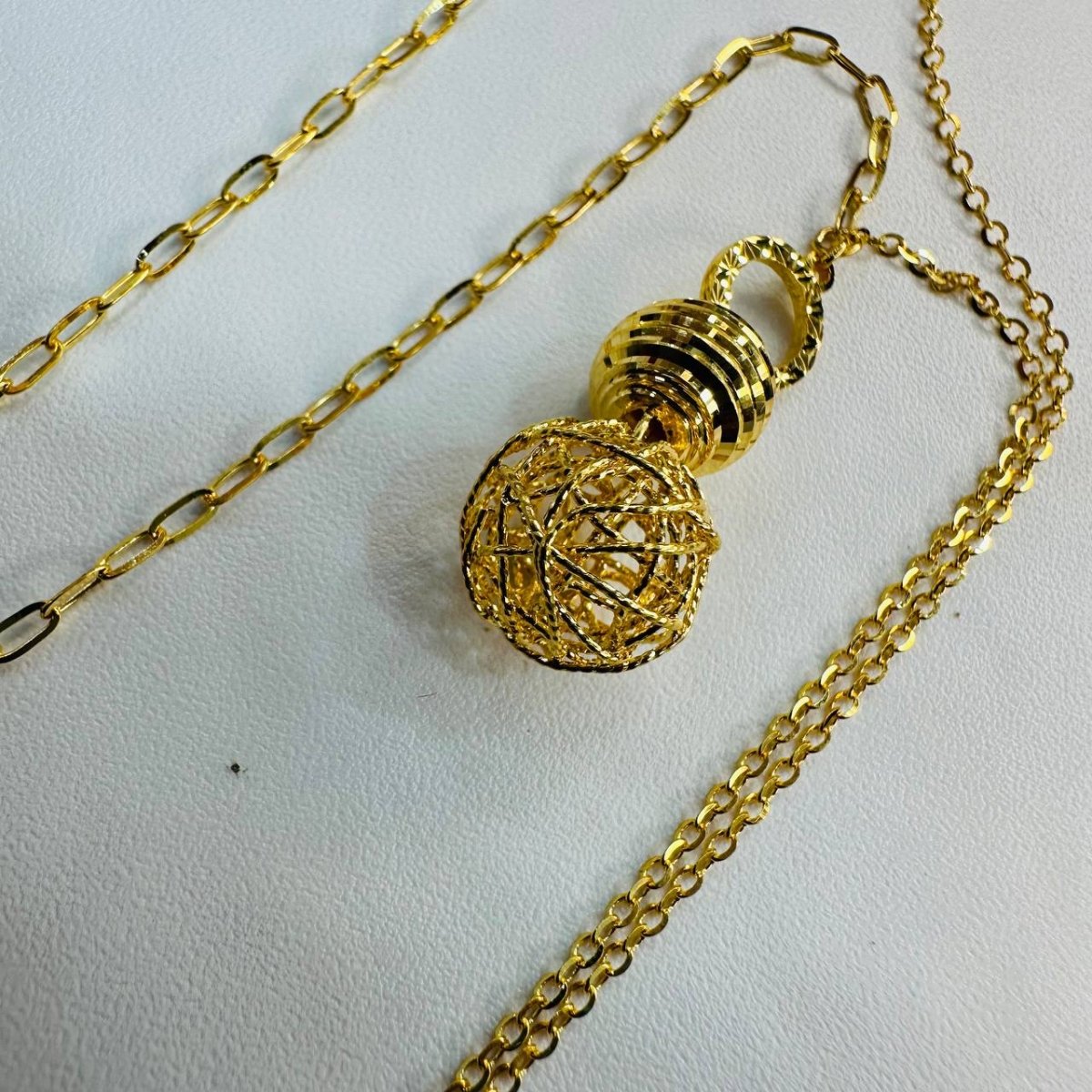 22k / 916 Gold Mesh and Disco Ball Necklace - Best Gold Shop 22k gold 22k gold necklace 916 gold Necklaces