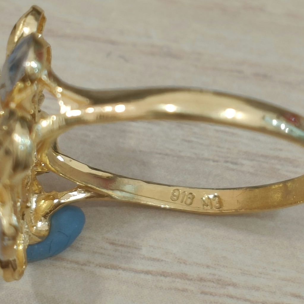 916 Gold two-tone floral cluster ring