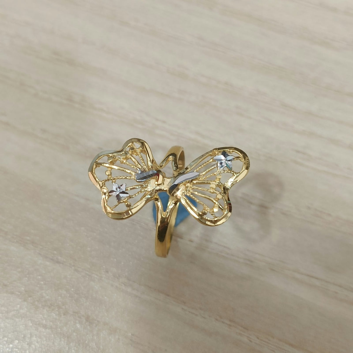 916 Gold Two-Tone Butterfly Ring | Elegant 22K Gold Design