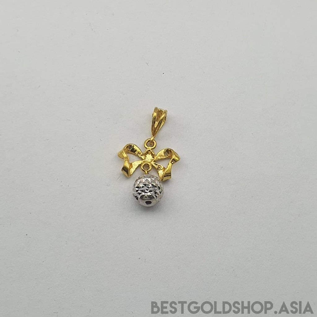 22k / 916 Gold Ribbon with ball pendant 2 tone - Best Gold Shop 22k gold 22k gold pendant 916 gold 916 gold