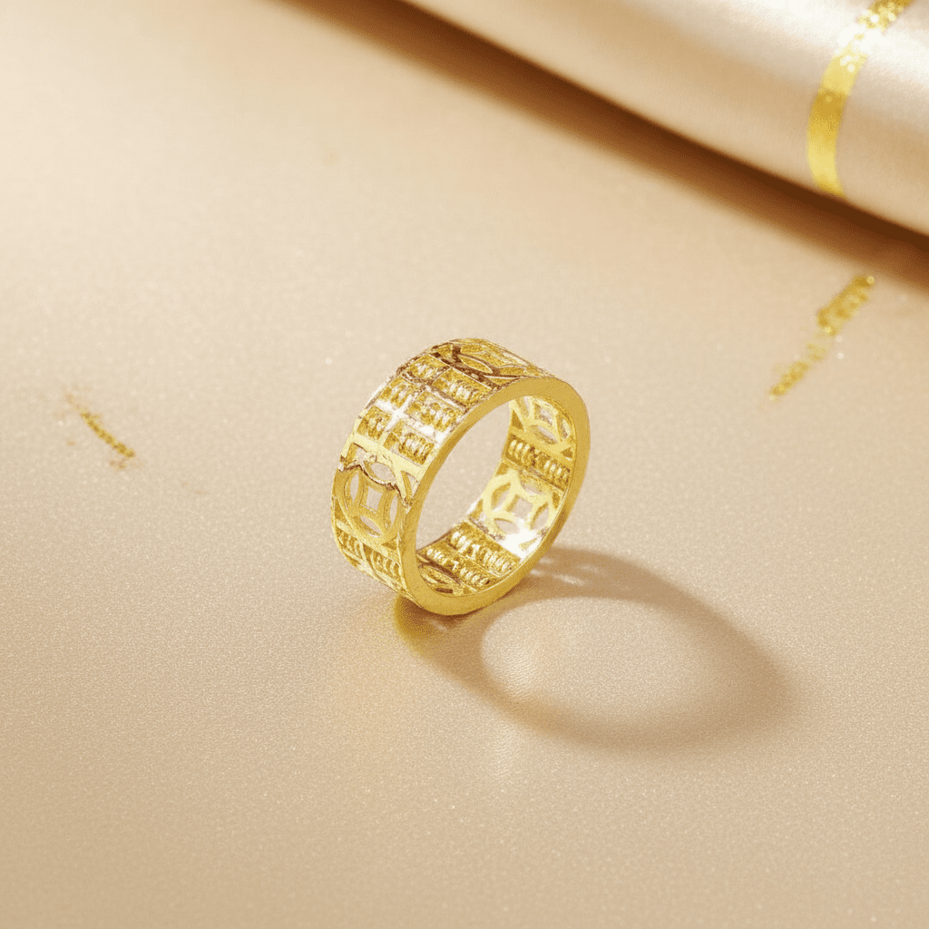 22K / 916 Gold Abacus Coin Ring Wide and Light by Best Gold Shop916 goldBest Gold Shop
