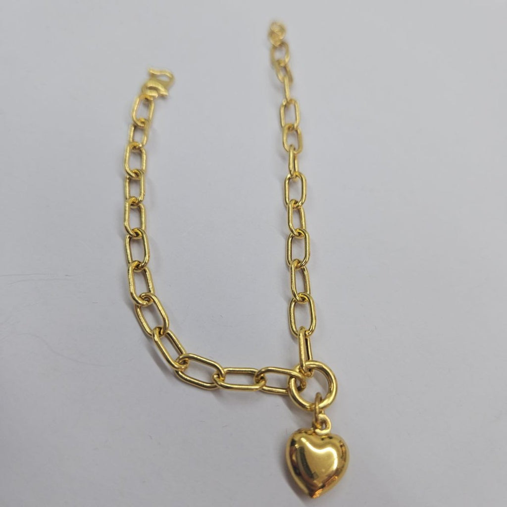 22k / 916 Gold Anchor Link Bracelet with Dangling Heart Light Weight - Best Gold Shop 22k gold 22k gold bracelet 916 gold Bracelets