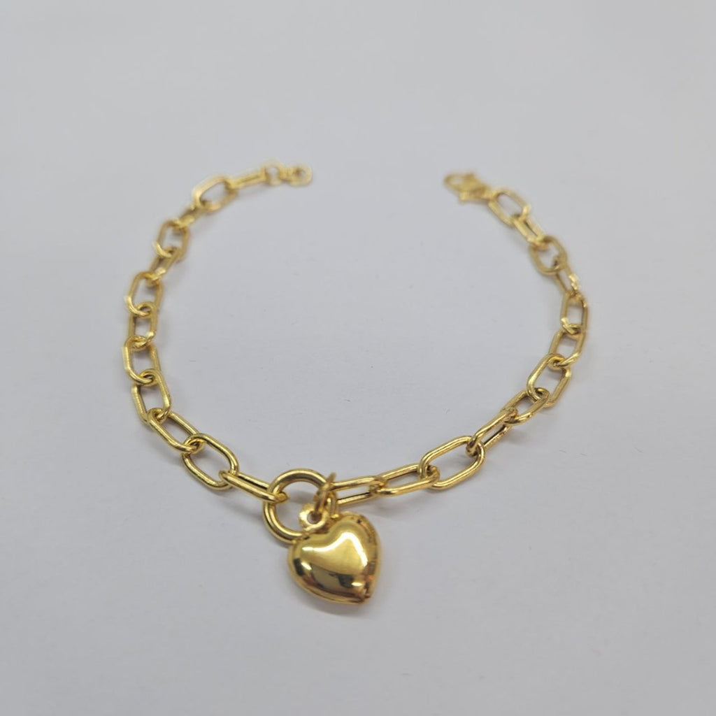 22k / 916 Gold Anchor Link Bracelet with Dangling Heart Light Weight - Best Gold Shop 22k gold 22k gold bracelet 916 gold Bracelets