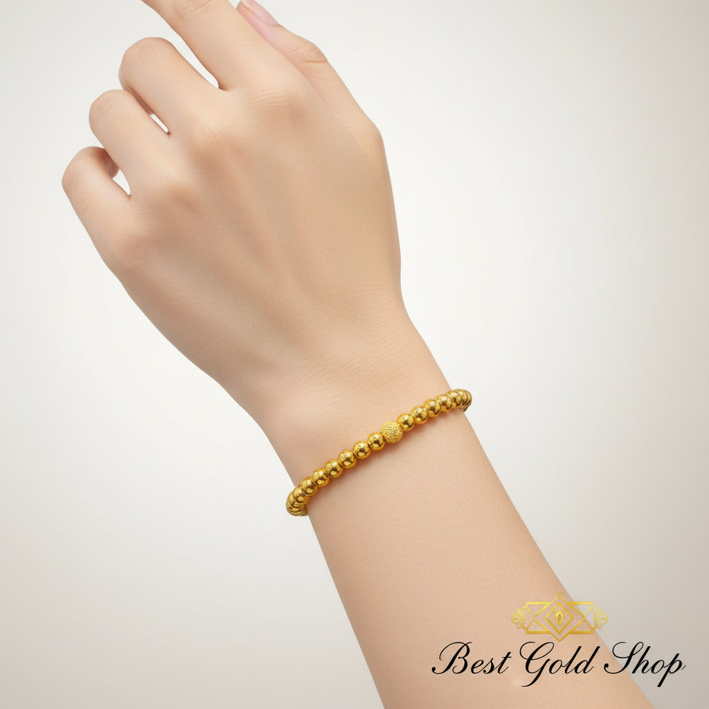22K / 916 Gold Bead Bangle – Lightweight Elegant Design - 22k gold 22k gold bangle 22k gold bracelet Bracelets