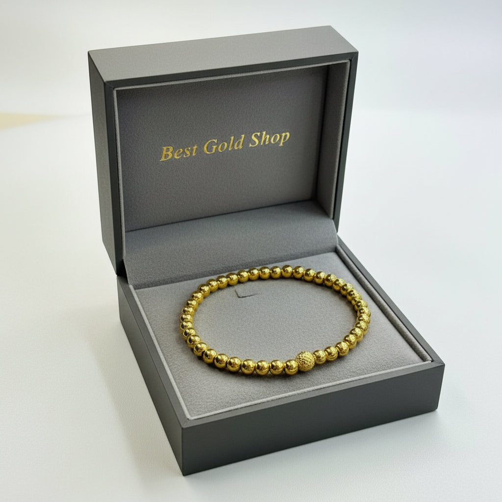 22K / 916 Gold Bead Bangle – Lightweight Elegant Design - 22k gold 22k gold bangle 22k gold bracelet Bracelets