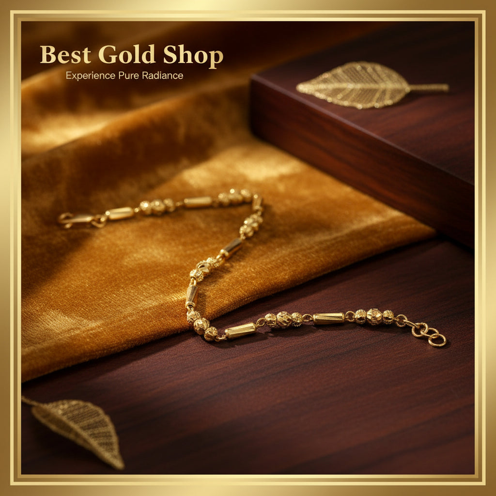 22k / 916 Gold Bead with Bar Bracelet V2 - 22k gold 22k gold bracelet 916 gold Bracelets