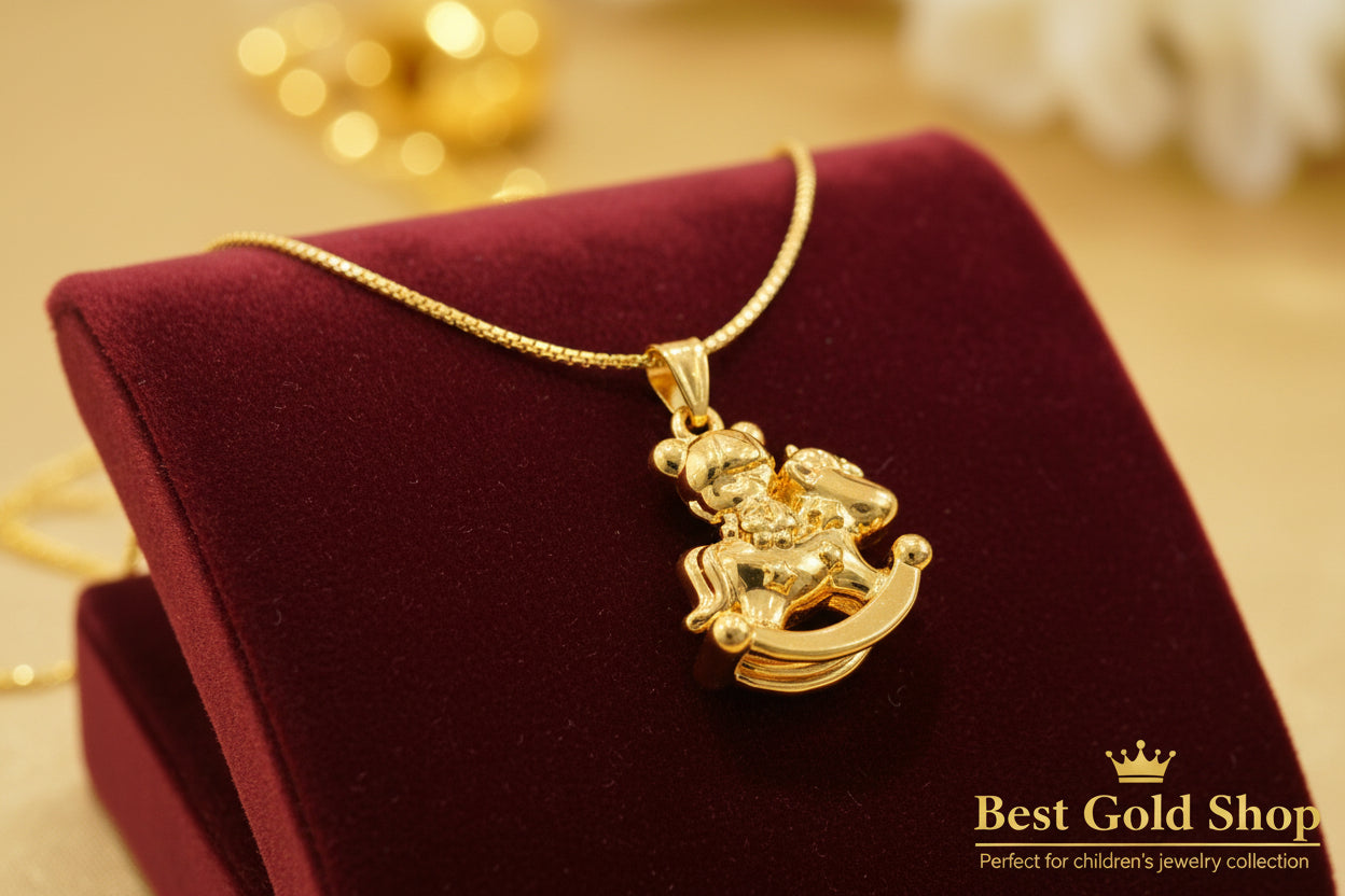 22k / 916 Gold Bear Riding Rocking Horse Pendant - 22k gold 22k gold pendant 916 gold Charms & Pendants