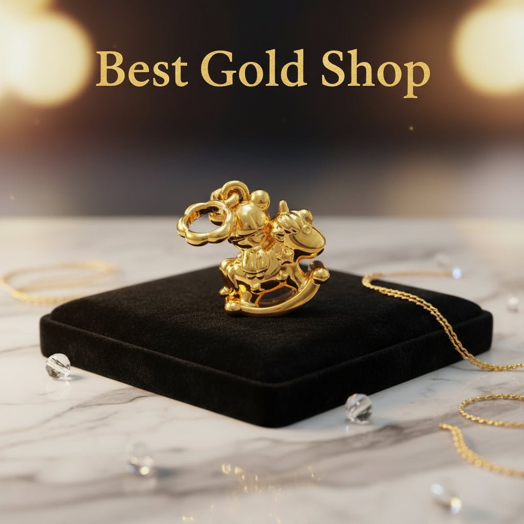 22k / 916 Gold Bear Riding Rocking Horse Pendant - 22k gold 22k gold pendant 916 gold Charms & Pendants