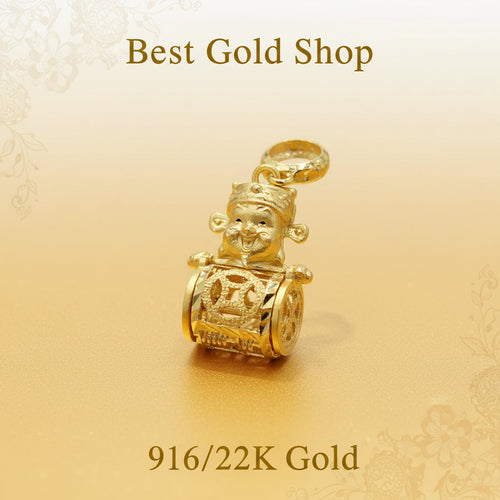 22K / 916 Gold Cai Shen Ye with moving Abacus Pendant by Best Gold Shop - 22k gold pendant 916 gold Charms & Pendants