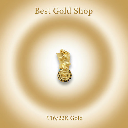 22K / 916 Gold Cai Shen Ye with moving Abacus Pendant by Best Gold Shop - 22k gold pendant 916 gold Charms & Pendants