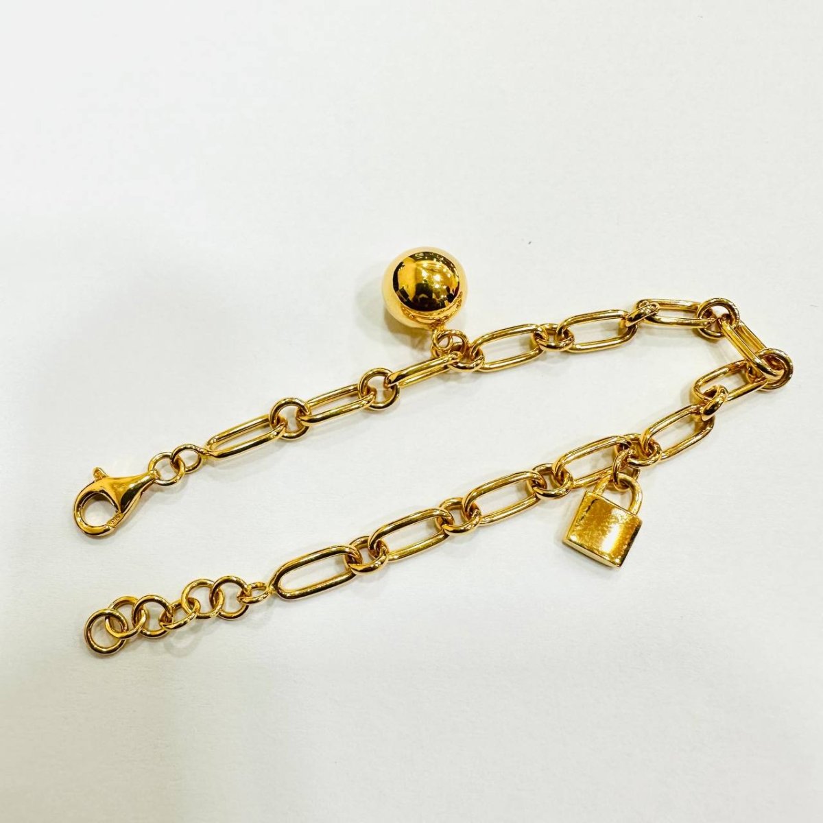 22k / 916 Gold Clip design with Ball and Lock bracelet - Best Gold Shop 22k gold 22k gold bracelet 916 gold 916 gold