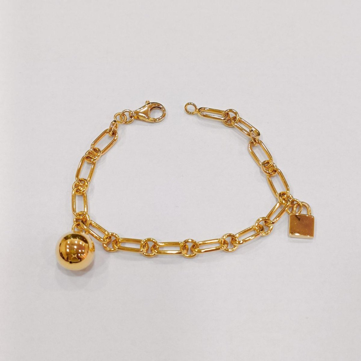 22k / 916 Gold Clip design with Ball and Lock bracelet - Best Gold Shop 22k gold 22k gold bracelet 916 gold 916 gold