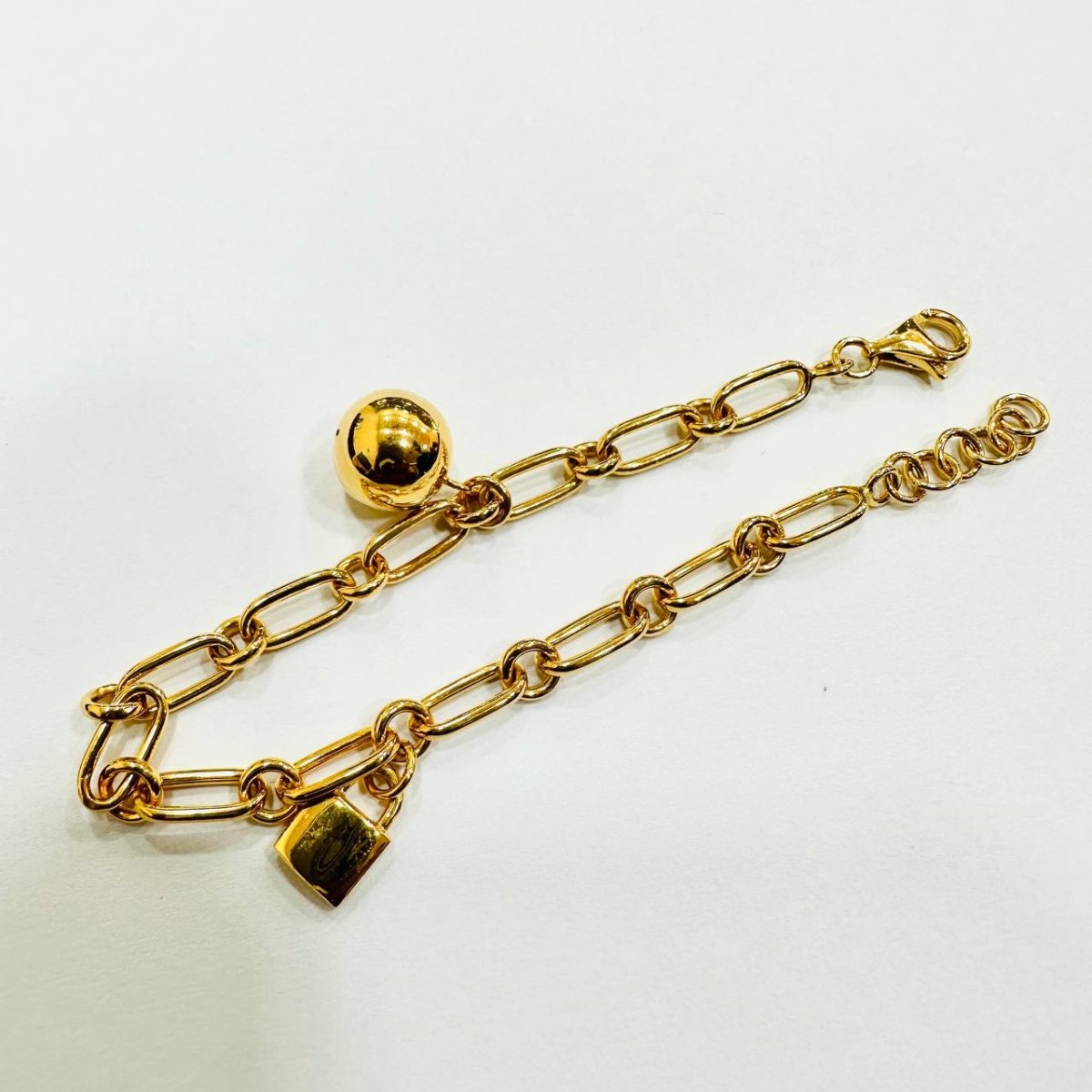 22k / 916 Gold Clip design with Ball and Lock bracelet - Best Gold Shop 22k gold 22k gold bracelet 916 gold 916 gold