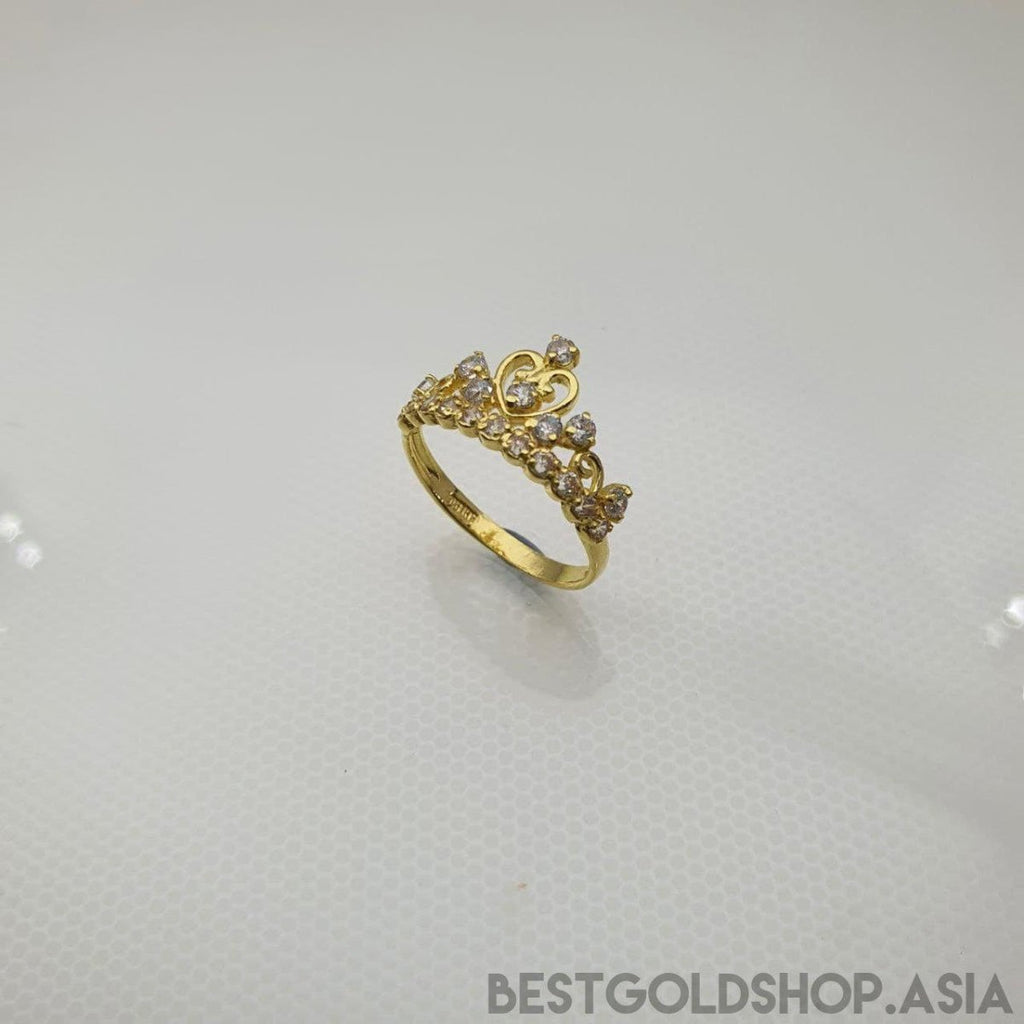 22k / 916 Gold Crown with Crystal Ring V2 - Best Gold Shop 22k gold 22k gold ring 916 gold Rings