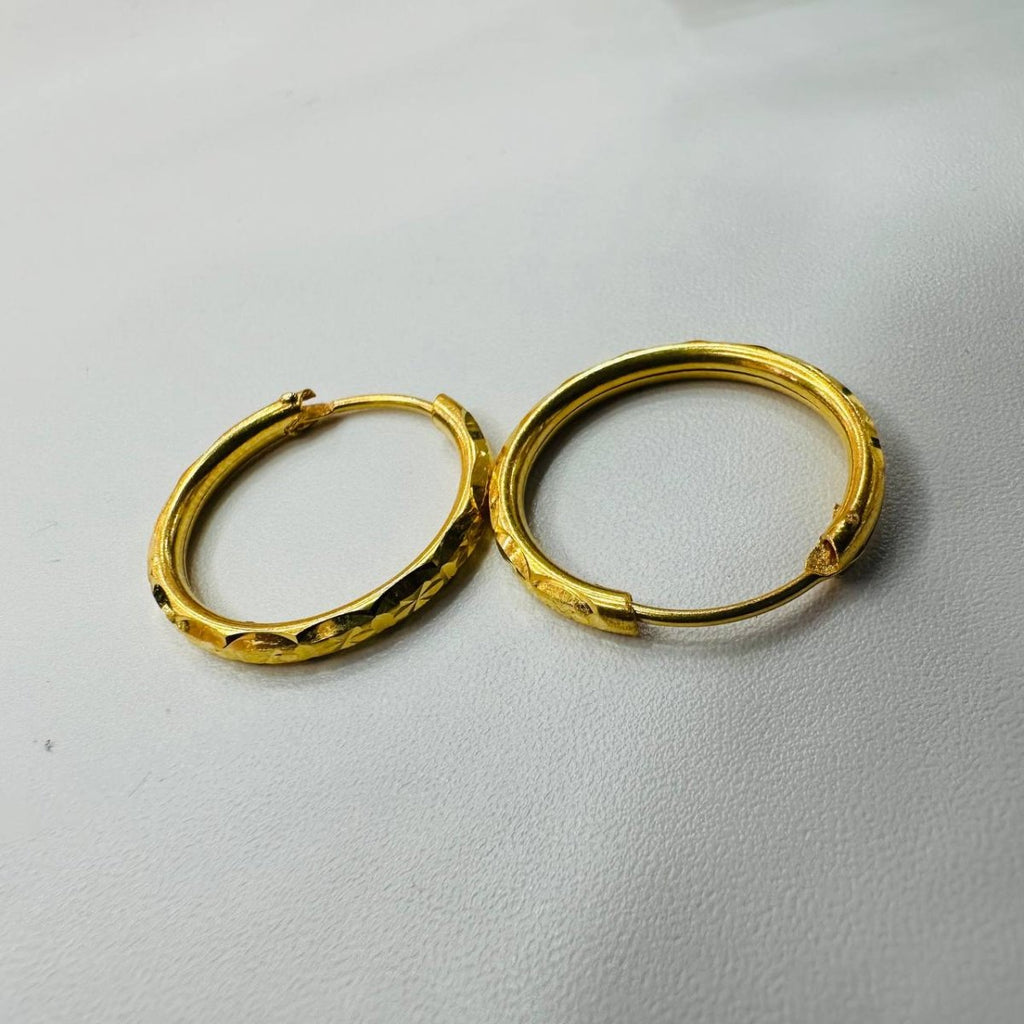 22k / 916 Gold Diamond Cutting Loop Earring by Best Gold Shop - Best Gold Shop 22k gold 22k gold earring 916 gold Earrings