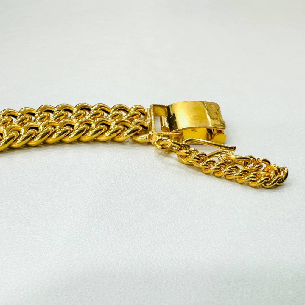 22k / 916 Gold Double Row Fish bone Bracelet with box lock - Best Gold Shop 22k gold 22k gold bracelet 916 gold Bracelets