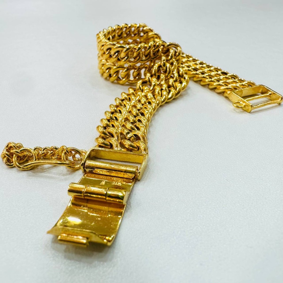 22k / 916 Gold Double Row Fish bone Bracelet with box lock - Best Gold Shop 22k gold 22k gold bracelet 916 gold Bracelets