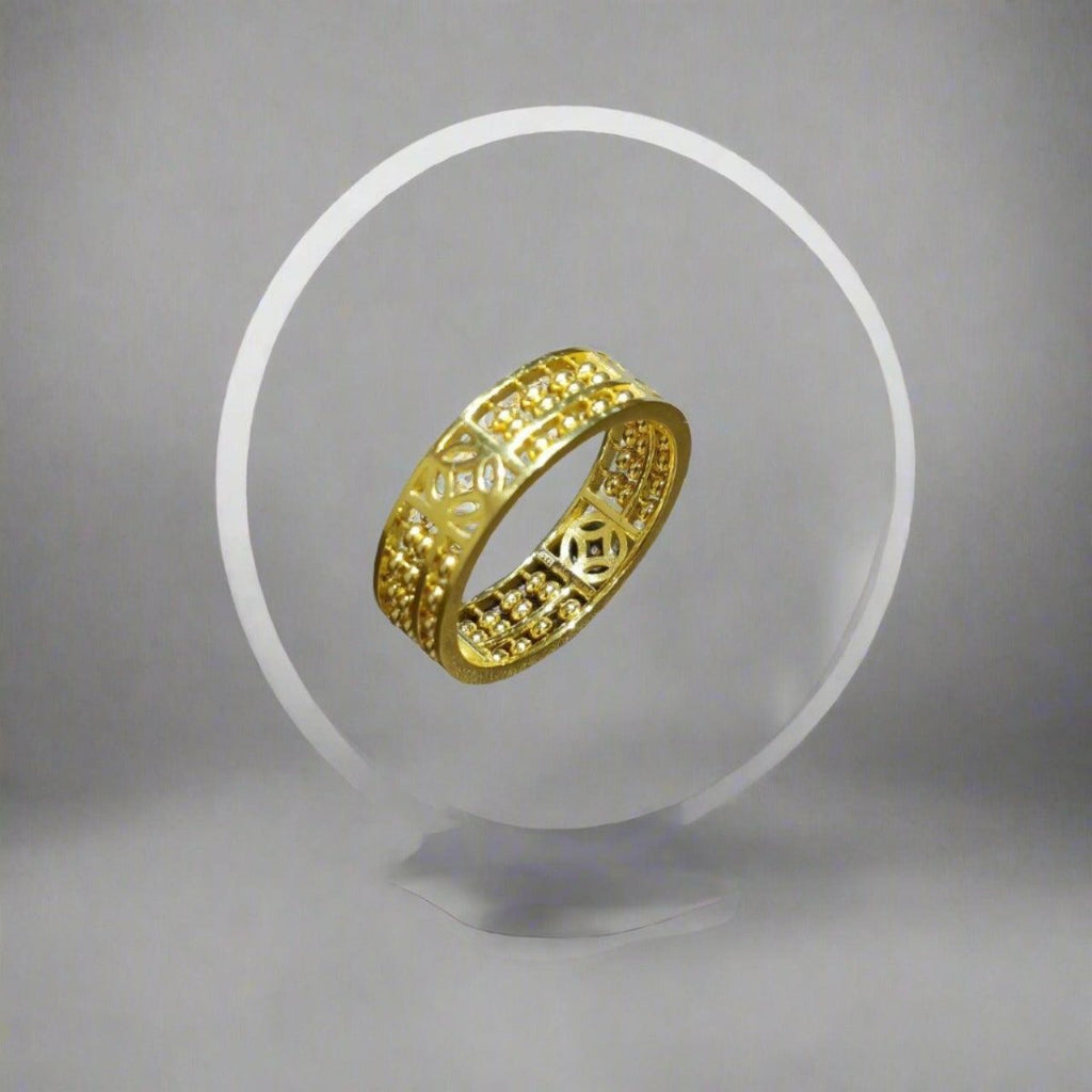 22k / 916 Gold Full Abacus Ring with coin design Smooth V3 - Best Gold Shop 22k gold 22k gold ring 916 gold Rings