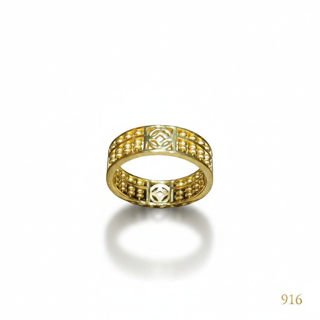 22k / 916 Gold Full Abacus Ring with coin design Smooth V3 by Best Gold ShopRingsBest Gold Shop