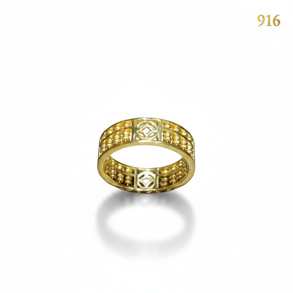 22k / 916 Gold Full Abacus Ring with coin design Smooth V3 by Best Gold ShopRingsBest Gold Shop