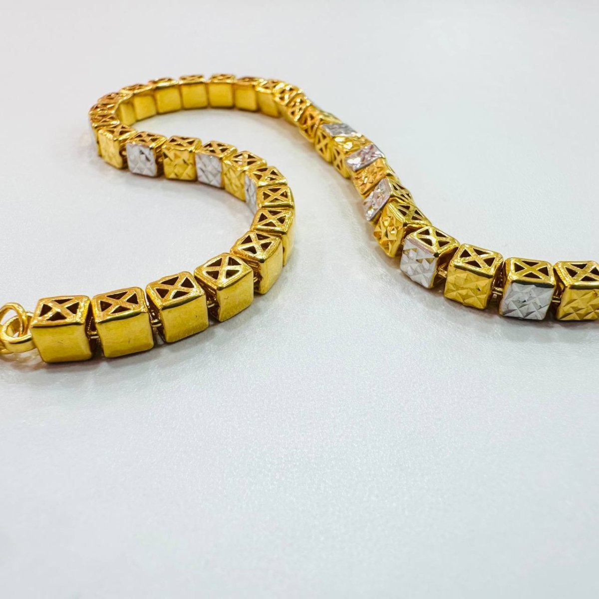 22k / 916 Gold Full Cube Bracelet Special Design Dual Tone - Best Gold Shop 22k gold 22k gold bracelet 916 gold Bracelets