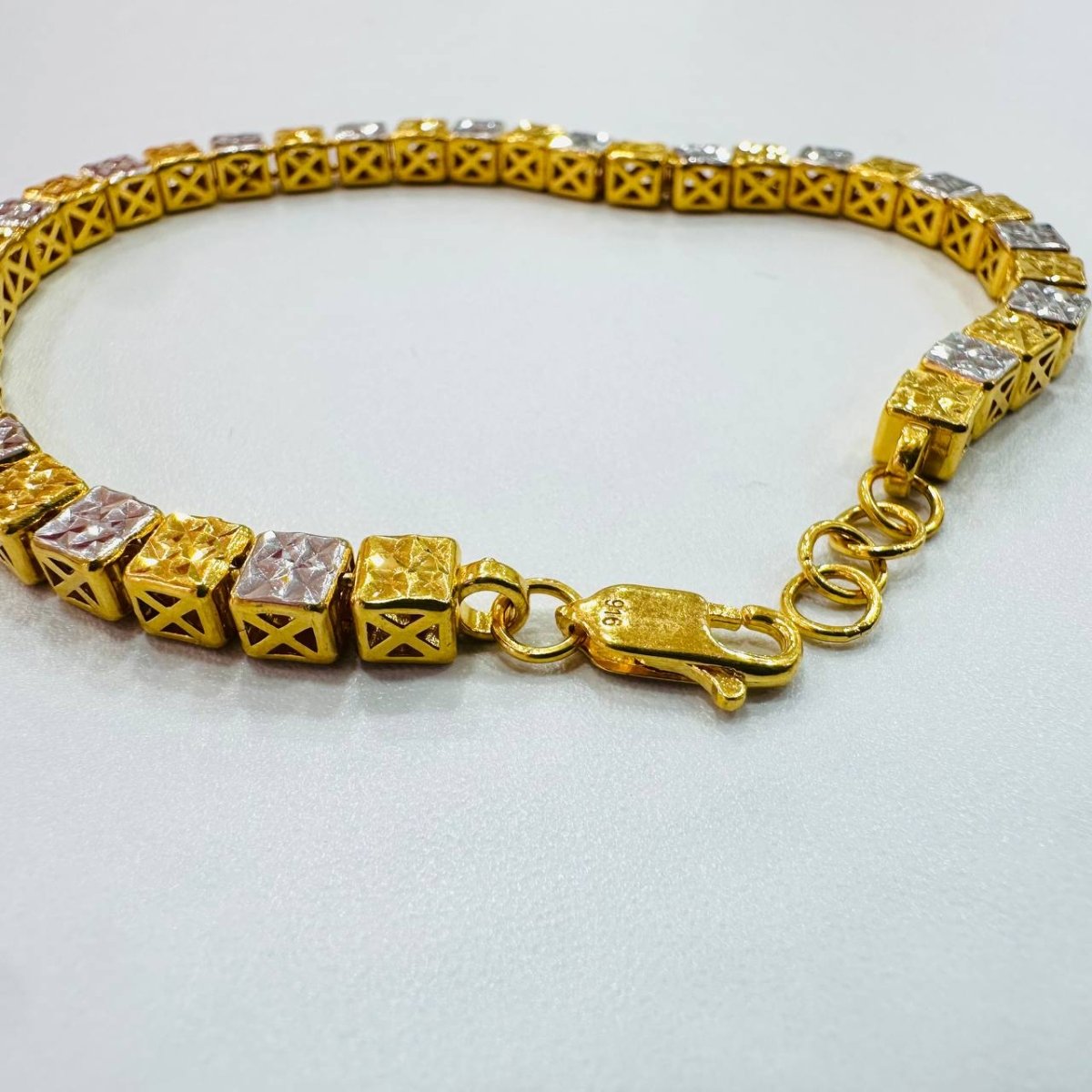 22k / 916 Gold Full Cube Bracelet Special Design Dual Tone - Best Gold Shop 22k gold 22k gold bracelet 916 gold Bracelets