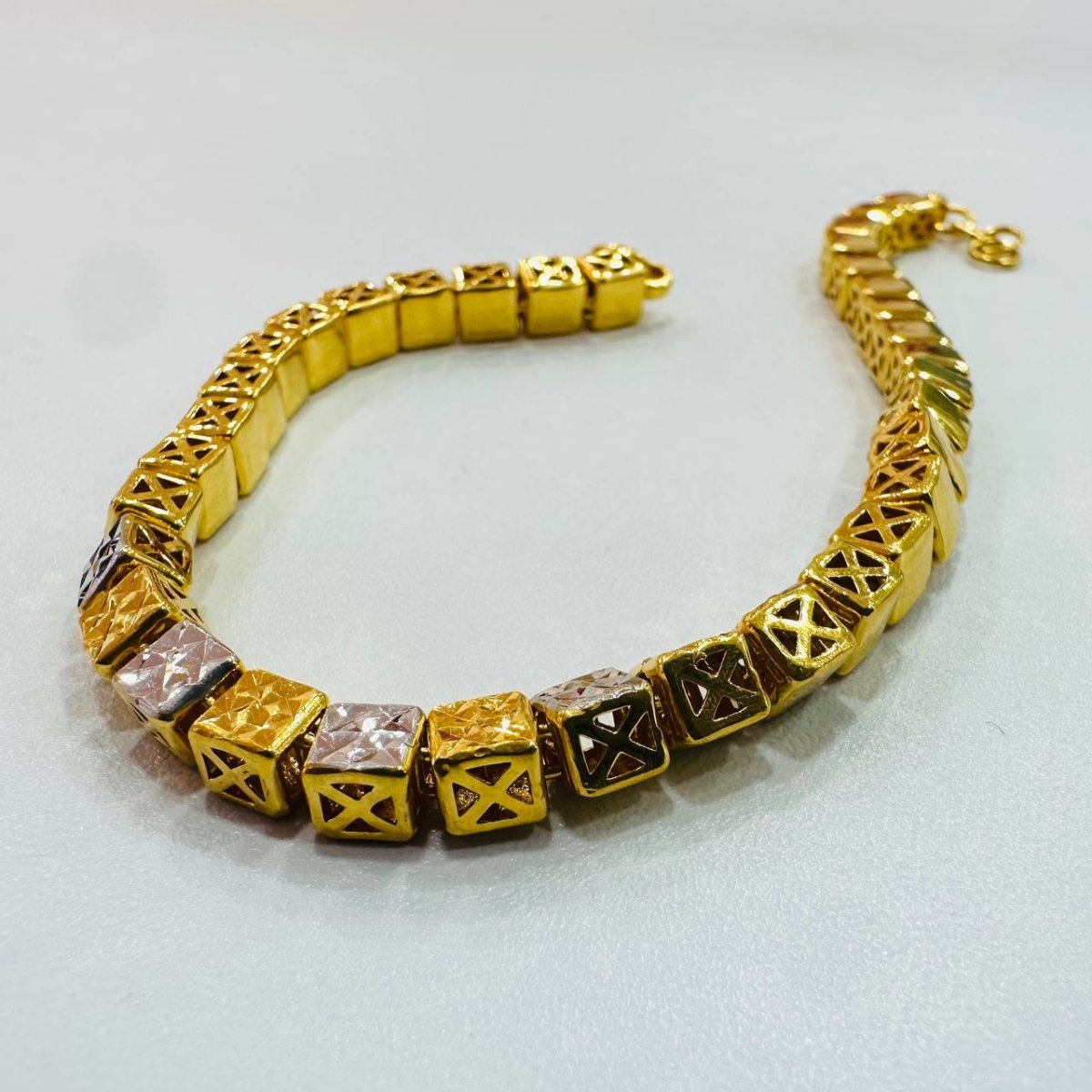 22k / 916 Gold Full Cube Bracelet Special Design Dual Tone - Best Gold Shop 22k gold 22k gold bracelet 916 gold Bracelets