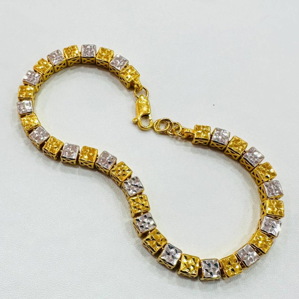 22k / 916 Gold Full Cube Bracelet Special Design Dual Tone - Best Gold Shop 22k gold 22k gold bracelet 916 gold Bracelets