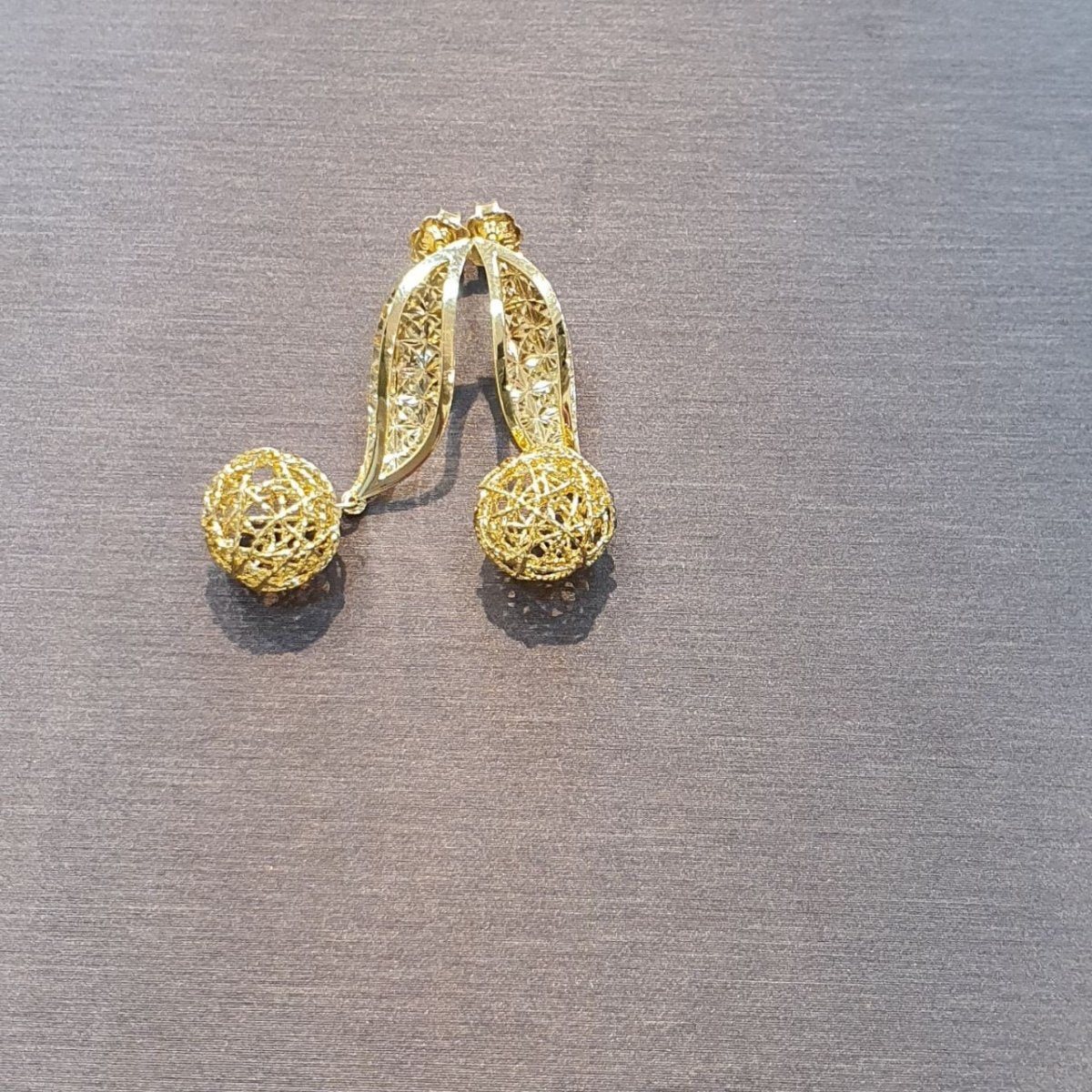 22K / 916 Gold Golden Filigree Ball Earrings - Best Gold Shop 22k gold 22k gold earring 916 gold Earrings