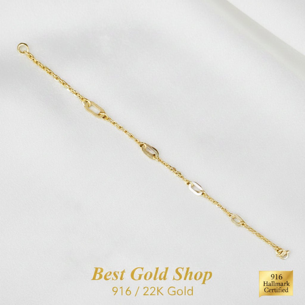 22k / 916 Gold Golden Link Charm Bracelet Simple and ElegantBraceletsBest Gold Shop