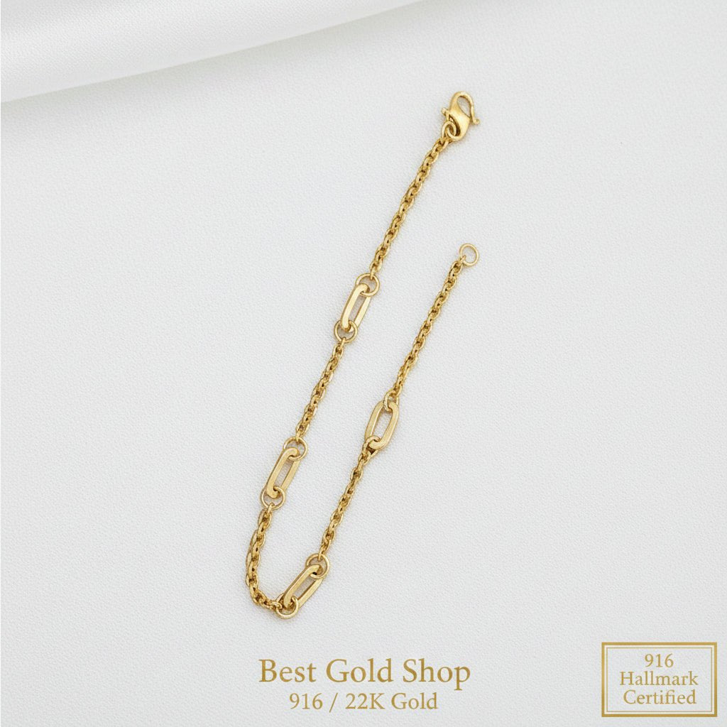 22k / 916 Gold Golden Link Charm Bracelet Simple and ElegantBraceletsBest Gold Shop