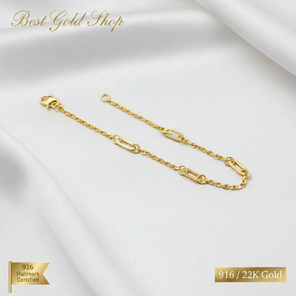 22k / 916 Gold Golden Link Charm Bracelet Simple and ElegantBraceletsBest Gold Shop