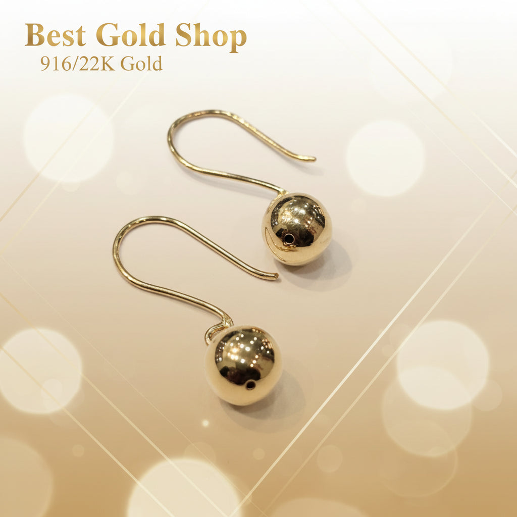 22K / 916 Gold Golden Orb Drop EarringsEarringsBest Gold Shop