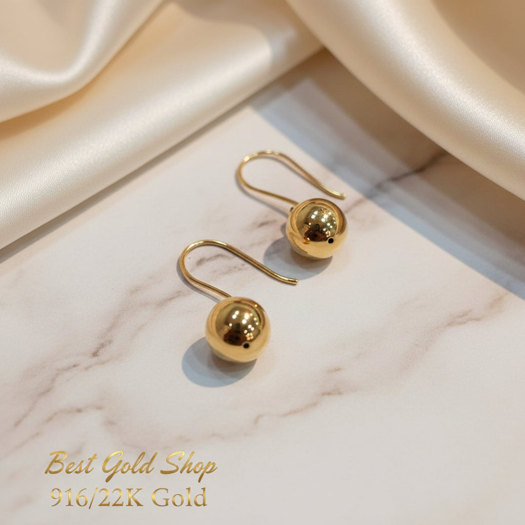22K / 916 Gold Golden Orb Drop EarringsEarringsBest Gold Shop