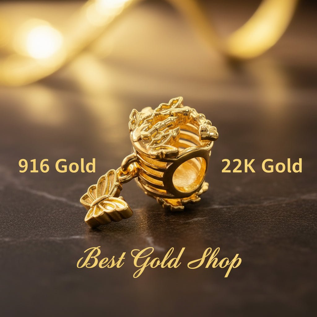 22k / 916 Gold Graceful Moon Design Charm Version 2 - 22k gold 22k Gold Charms 22k gold pendant Charms & Pendants