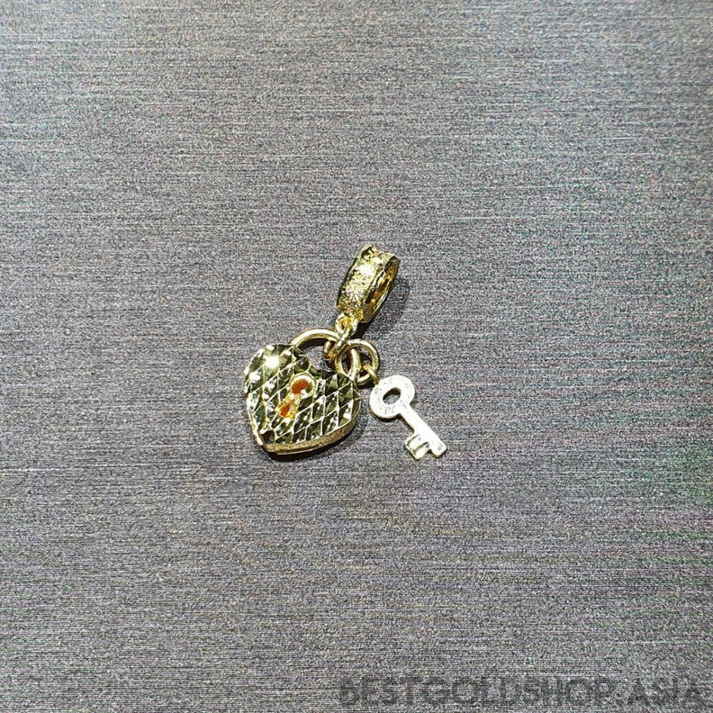 22k / 916 Gold Heart Lock and key Charm - Best Gold Shop 22k gold 22k Gold Charms 916 gold 916 gold