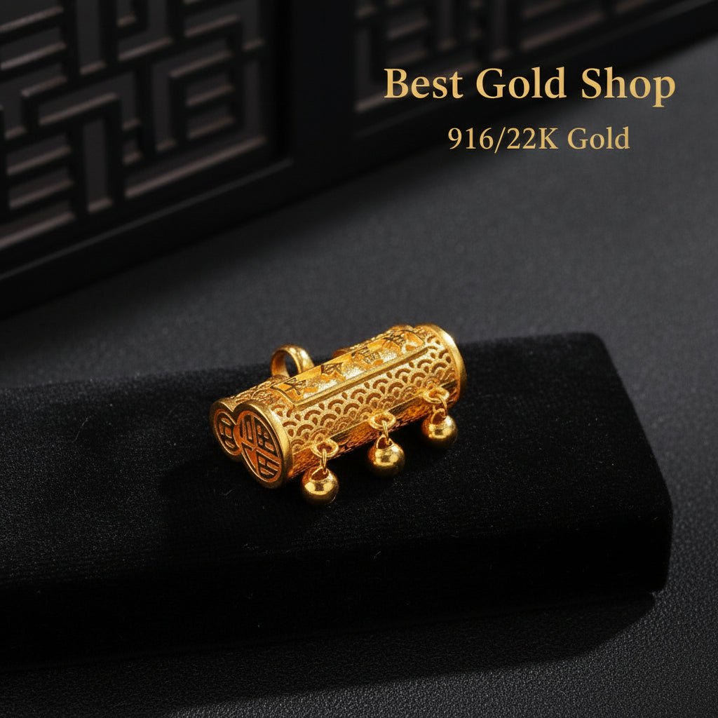 22k / 916 Gold Lock Dangling Ball Pendant - 22k gold 22k gold pendant 916 gold Charms & Pendants