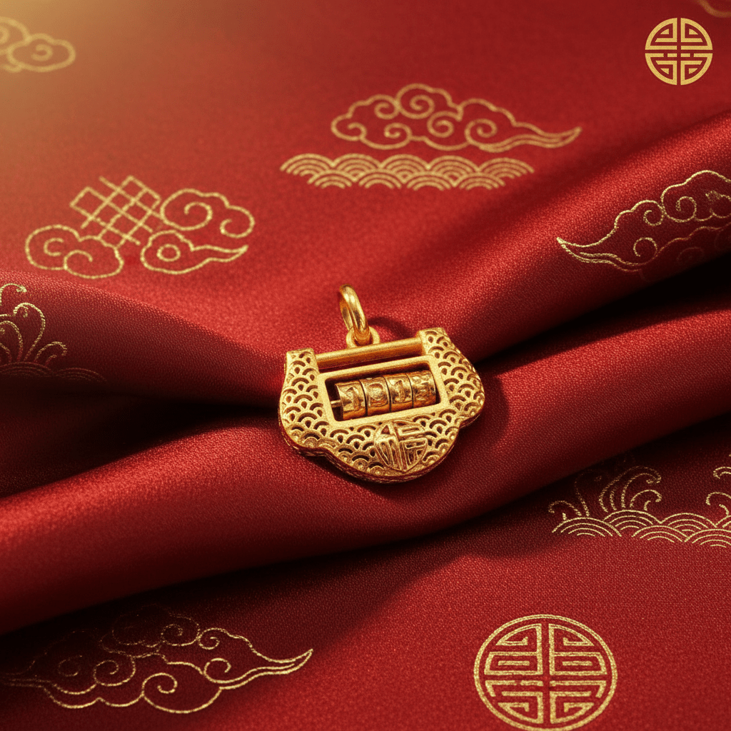 22k / 916 Gold Lock Pendant with spinning number lock - 22k gold 22k gold pendant 916 gold Charms & Pendants