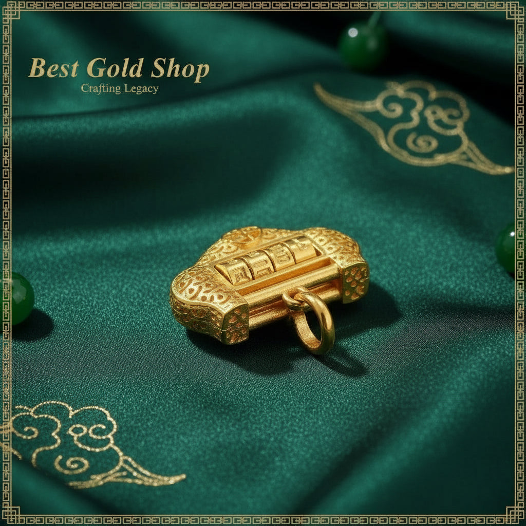 22k / 916 Gold Lock Pendant with spinning number lock - 22k gold 22k gold pendant 916 gold Charms & Pendants