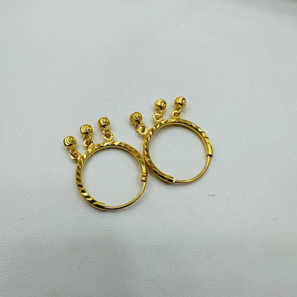 22k / 916 Gold Loop Earring Dangling Ball Earring by Best Gold Shop - Best Gold Shop 22k gold 22k gold earring 916 gold Earrings