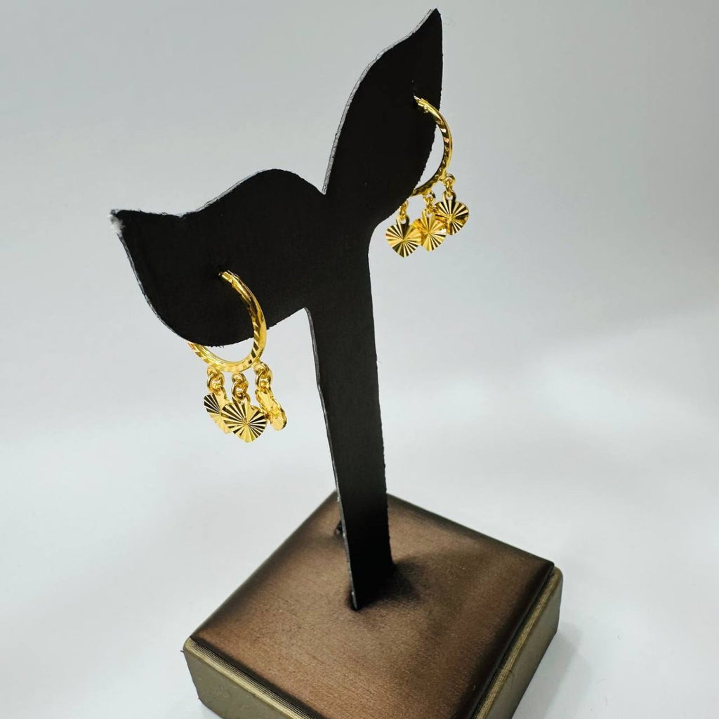 22k / 916 Gold Loop Earring with Dangling Heart by Best Gold Shop - Best Gold Shop 22k gold 22k gold earring 916 gold Earrings