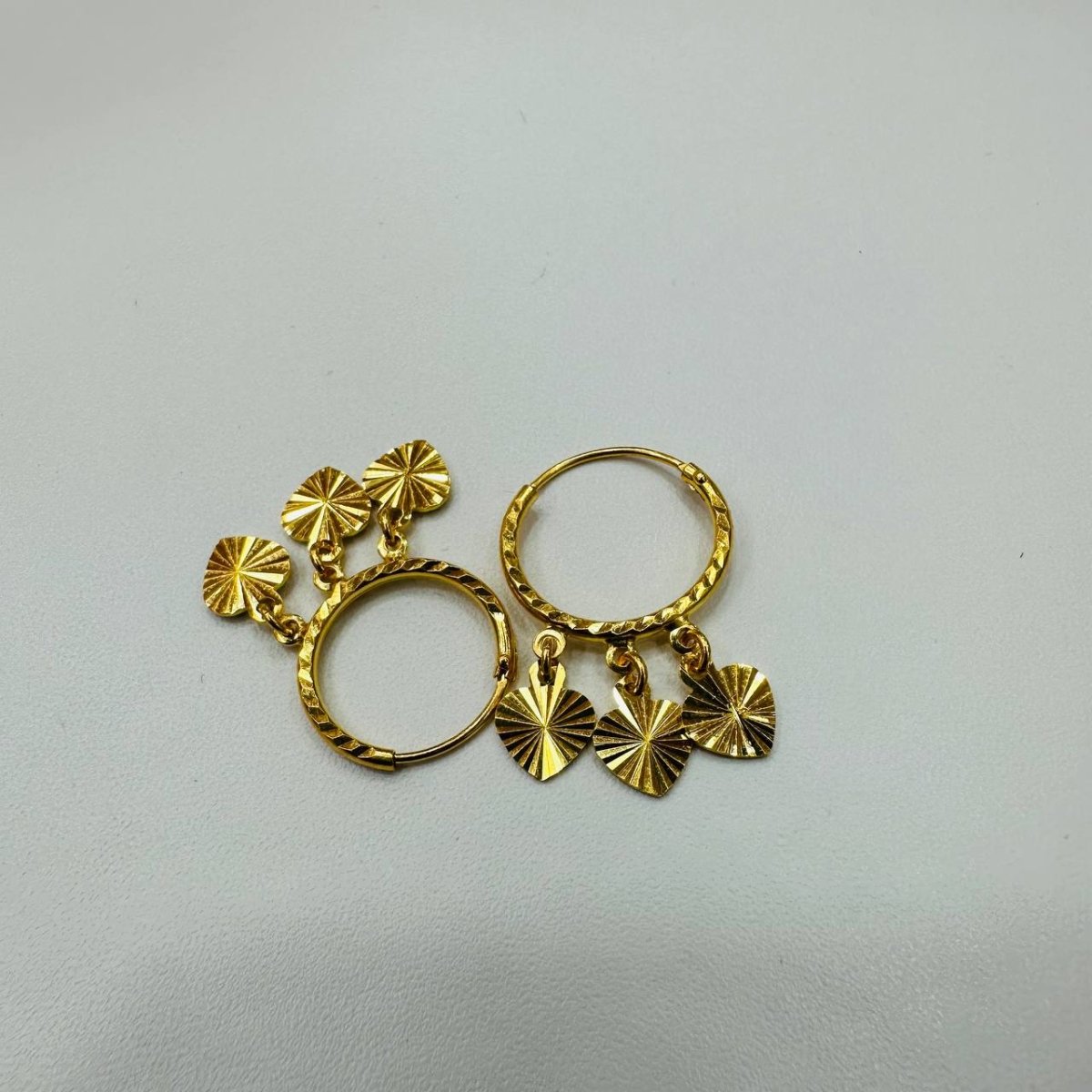 22k / 916 Gold Loop Earring with Dangling Heart by Best Gold Shop - Best Gold Shop 22k gold 22k gold earring 916 gold Earrings