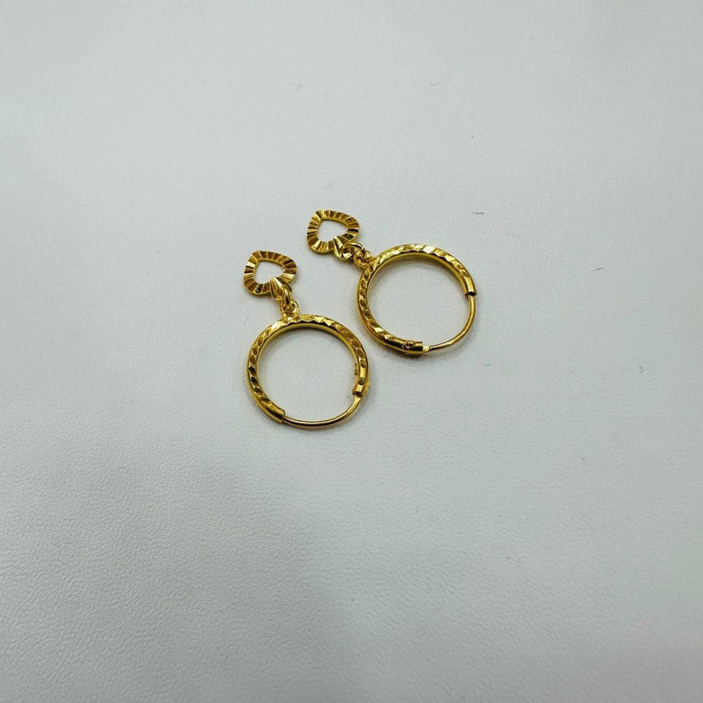 22k / 916 Gold Loop Earring with Dangling Heart by Best Gold Shop - Best Gold Shop 22k gold 22k gold earring 916 gold Earrings