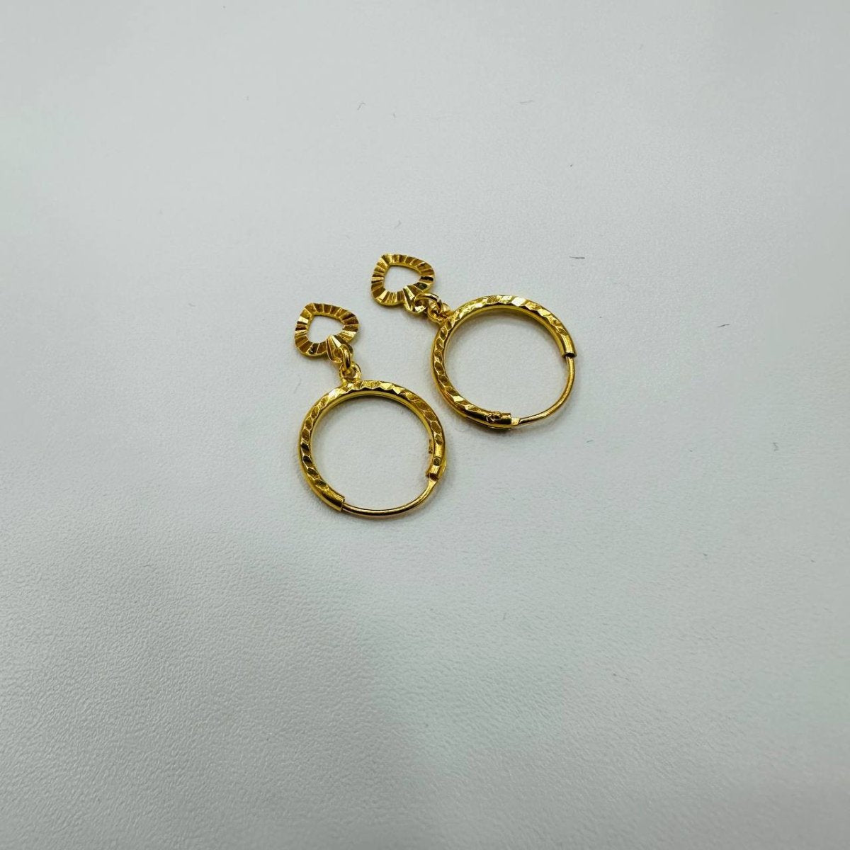 22k / 916 Gold Loop Earring with Dangling Heart by Best Gold Shop - Best Gold Shop 22k gold 22k gold earring 916 gold Earrings