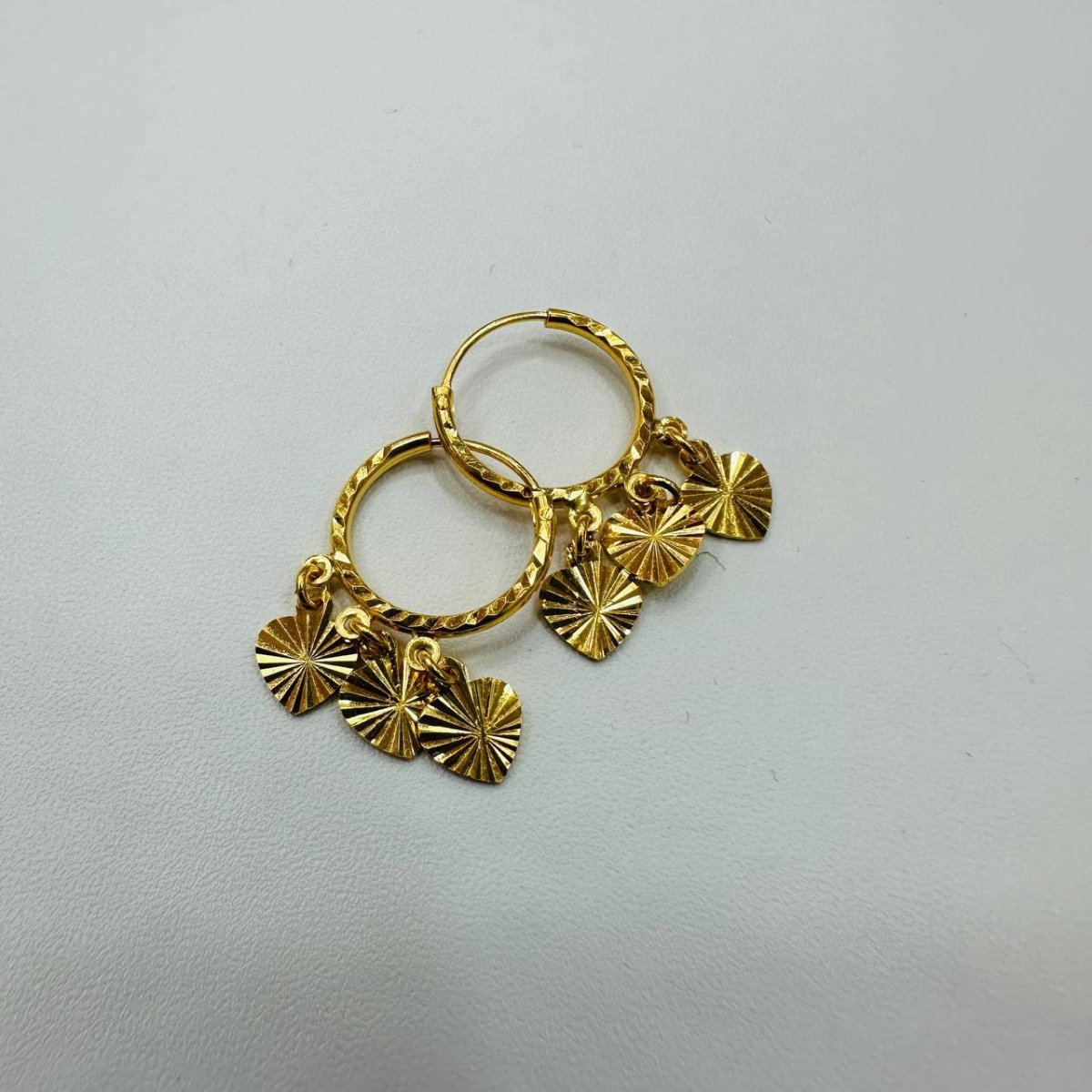 22k / 916 Gold Loop Earring with Dangling Heart by Best Gold Shop - Best Gold Shop 22k gold 22k gold earring 916 gold Earrings