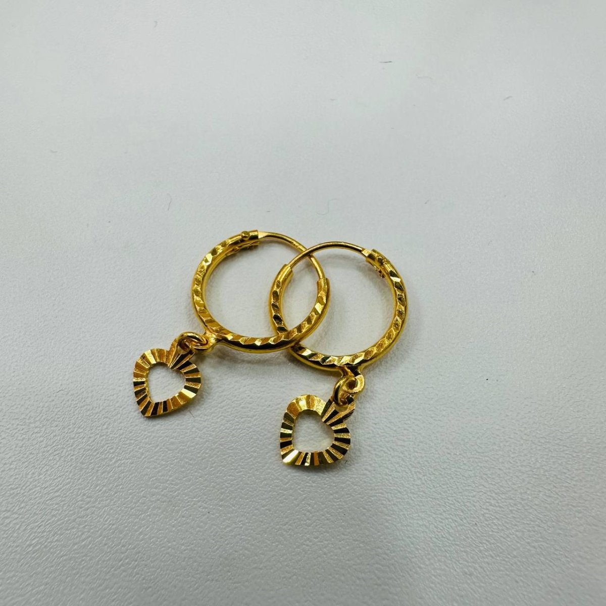 22k / 916 Gold Loop Earring with Dangling Heart by Best Gold Shop - Best Gold Shop 22k gold 22k gold earring 916 gold Earrings