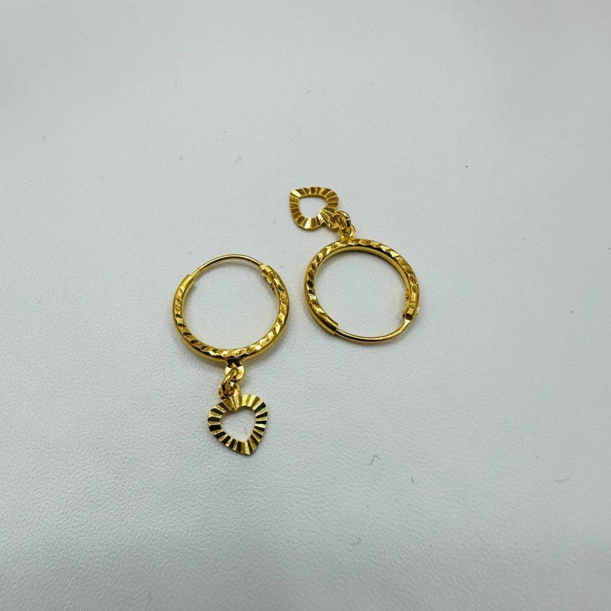 22k / 916 Gold Loop Earring with Dangling Heart by Best Gold Shop - Best Gold Shop 22k gold 22k gold earring 916 gold Earrings