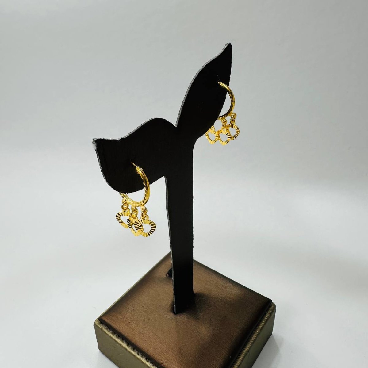 22k / 916 Gold Loop Earring with Dangling Heart by Best Gold Shop - Best Gold Shop 22k gold 22k gold earring 916 gold Earrings