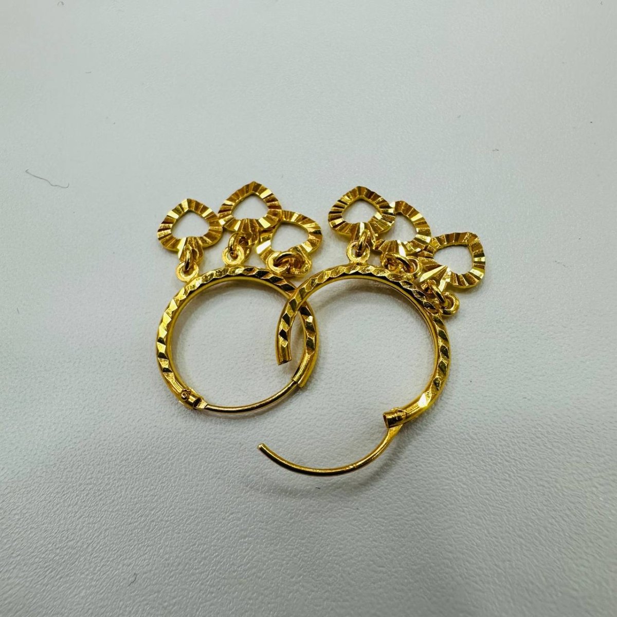 22k / 916 Gold Loop Earring with Dangling Heart by Best Gold Shop - Best Gold Shop 22k gold 22k gold earring 916 gold Earrings